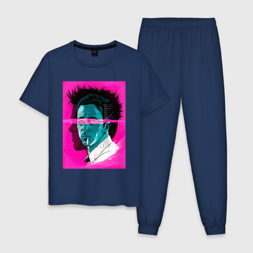 Мужская пижама хлопок с принтом Fight club pink poster, вид спереди #2