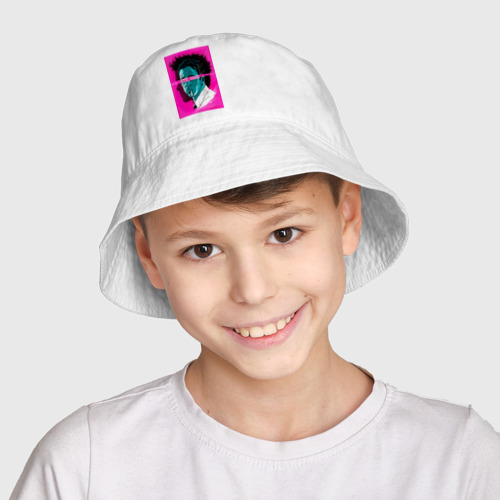 Детская панама хлопок с принтом Fight club pink poster, фото на моделе #1