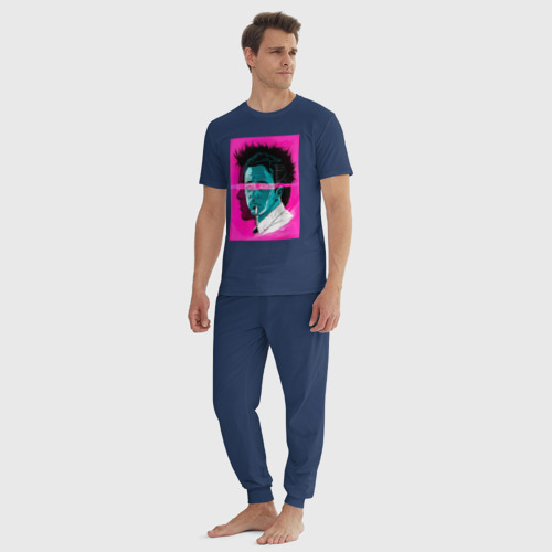 Мужская пижама хлопок с принтом Fight club pink poster, вид сбоку #3