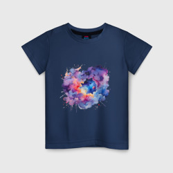 Детская футболка хлопок Космические облака акварель