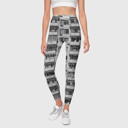 Леггинсы 3D Панелька в черно-белых тонах - фото 2