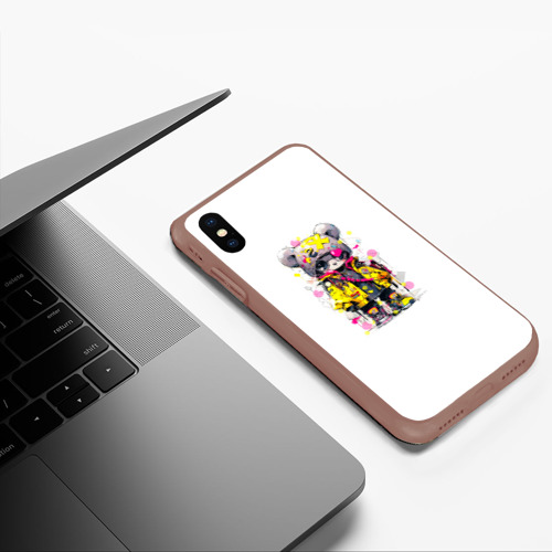 Чехол для iPhone XS Max матовый Медвежонок аниме в стиле pop art, цвет коричневый - фото 5