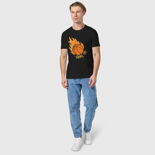 Мужская футболка хлопок Game on basketball, цвет черный - фото 5