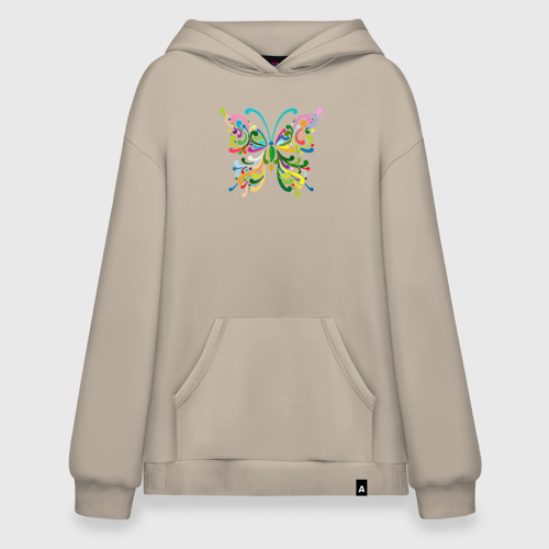 Худи SuperOversize хлопок Color butterfly, цвет миндальный