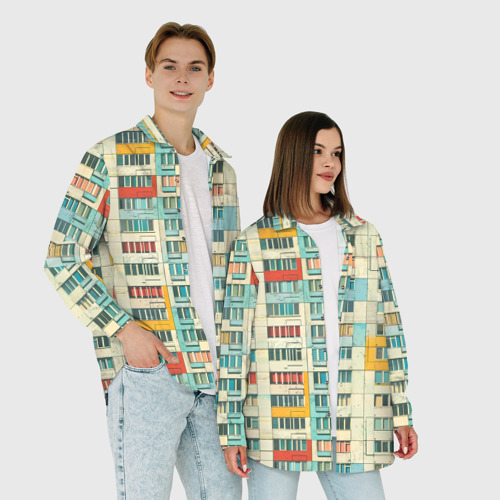 Женская рубашка oversize 3D Яркая панелька, цвет белый - фото 6