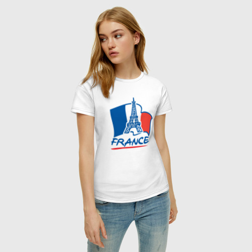 Женская футболка хлопок France, цвет белый - фото 3