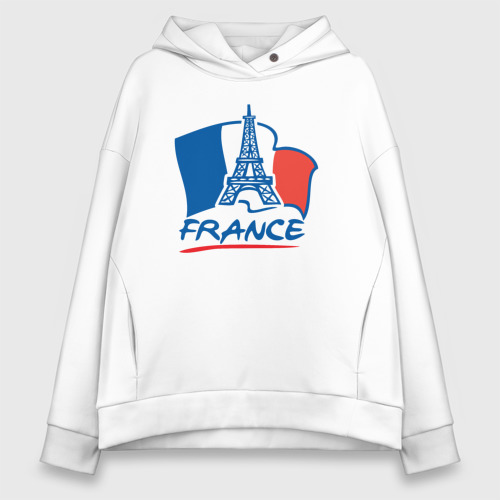 Женское худи Oversize хлопок France, цвет белый