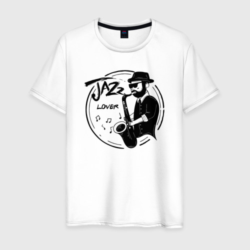 Мужская футболка из хлопка с принтом Jazz lover, вид спереди №1