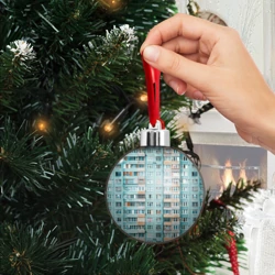 Ёлочный шар Хрущёвка в голубых тонах - фото 2