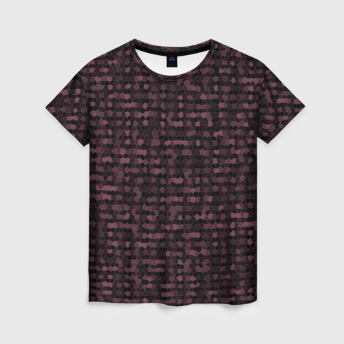 Женская футболка 3D с принтом Мозаика тёмно-красный, вид спереди #2