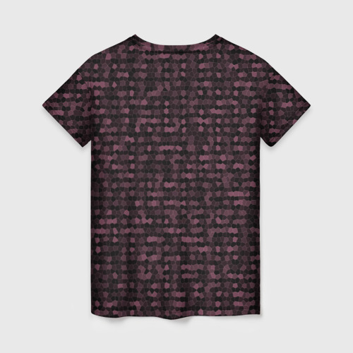 Женская футболка 3D с принтом Мозаика тёмно-красный, вид сзади #1