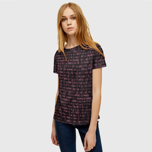 Женская футболка 3D с принтом Мозаика тёмно-красный, фото на моделе #1