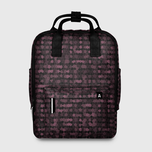 Женский рюкзак 3D с принтом Мозаика тёмно-красный, вид спереди #2