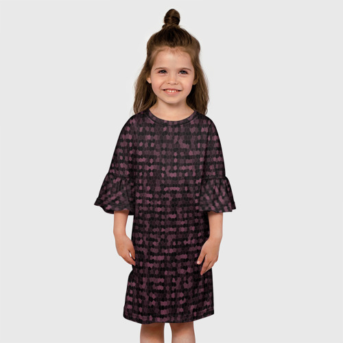 Детское платье 3D с принтом Мозаика тёмно-красный, вид сбоку #3