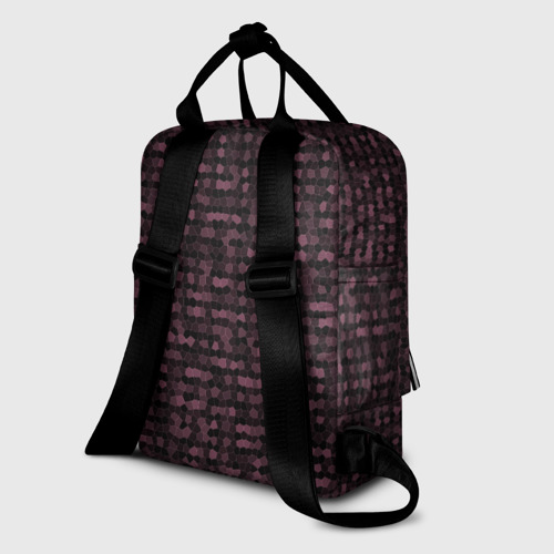 Женский рюкзак 3D с принтом Мозаика тёмно-красный, вид сзади #1