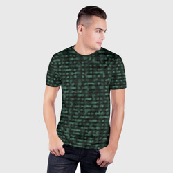 Мужская футболка 3D Slim Мозаика тёмно-зелёный - фото 2