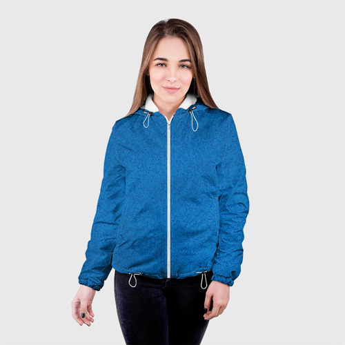 Женская куртка 3D Сине-голубой однотонный текстура, цвет белый - фото 3