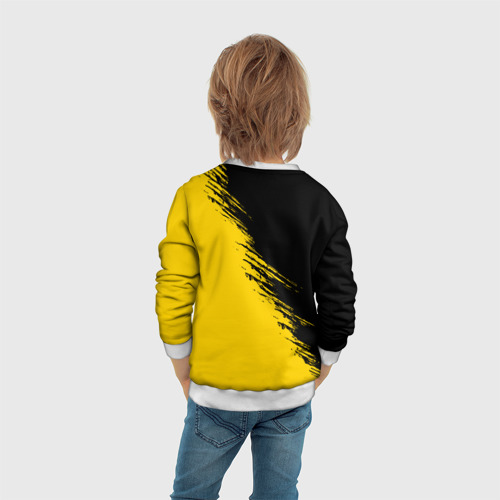 Детский свитшот 3D Черные штрихи на желтом фоне, цвет 3D печать - фото 6
