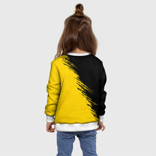 Детский свитшот 3D Черные штрихи на желтом фоне, цвет 3D печать - фото 8