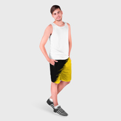 Мужские шорты 3D Черные штрихи на желтом фоне - фото 2