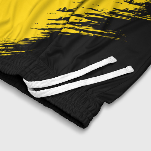 Детские спортивные шорты 3D Черные штрихи на желтом фоне, цвет 3D печать - фото 6