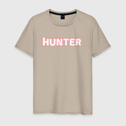 Мужская футболка хлопок Hunter Белая надпись Охотник