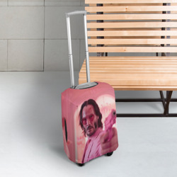 Чехол для чемодана 3D Джон Уик в розовых очках сердечках - фото 2