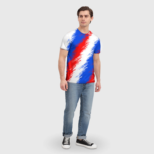 Мужская футболка 3D Триколор штрихи красок, цвет 3D печать - фото 5