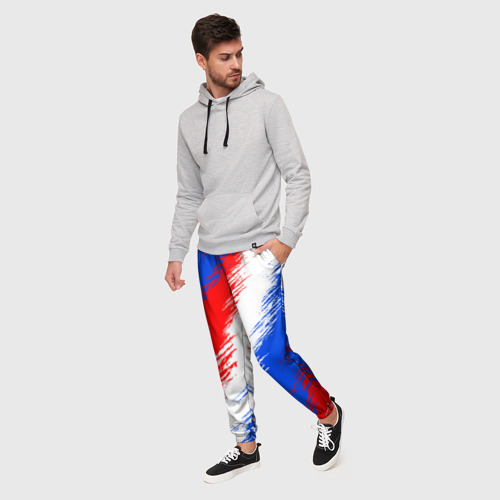 Мужские брюки 3D Триколор штрихи красок, цвет 3D печать - фото 3