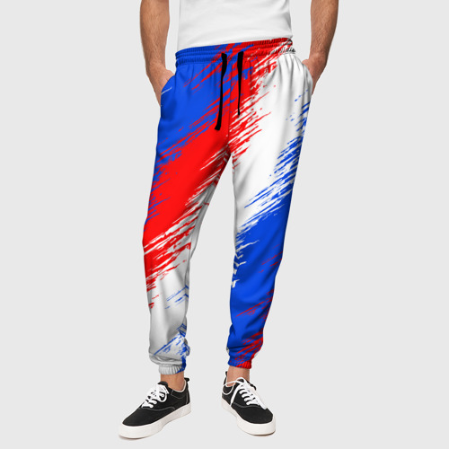 Мужские брюки 3D Триколор штрихи красок, цвет 3D печать - фото 4