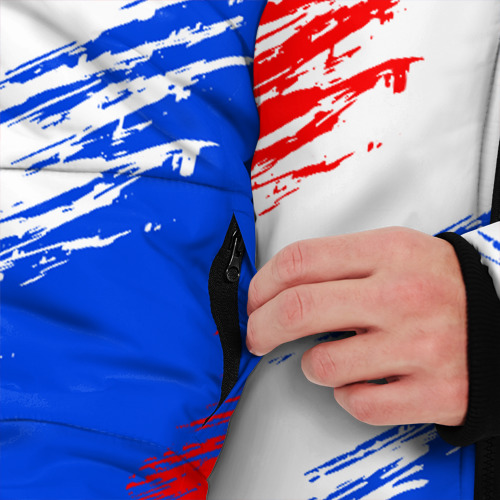 Мужская зимняя куртка 3D с принтом Триколор штрихи красок, вид сбоку #3