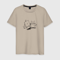 Современное искусство и кот – Мужская футболка хлопок с принтом купить со скидкой в -20%
