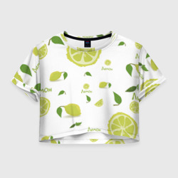 Лимоны фон – Женская футболка Crop-top 3D с принтом купить