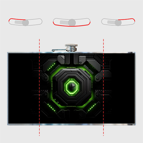Фляга Яркая геометрическая зеленая  неоновая абстракция на черном - фото 5