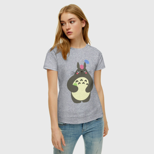 Женская футболка хлопок Totoro game, цвет меланж - фото 3