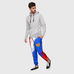 Мужские брюки 3D Триколор штрихи с гербор РФ - фото 2