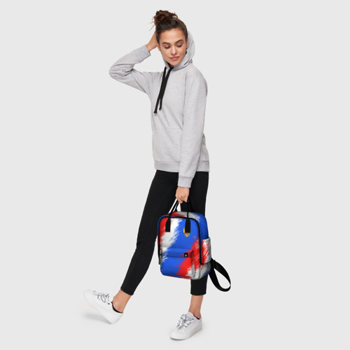 Женский рюкзак 3D с принтом Триколор штрихи с гербор РФ, фото #4