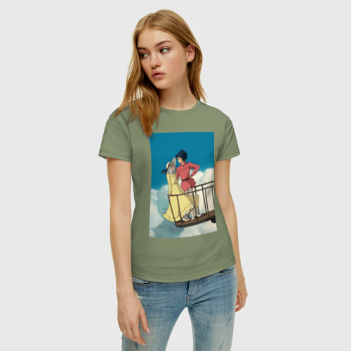 Женская футболка хлопок Ходячий замок Софи, цвет авокадо - фото 3