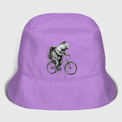 Мужская панама хлопок Капибара на велосипеде в черном цвете