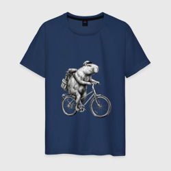 Капибара на велосипеде в черном цвете – Мужская футболка хлопок с принтом купить со скидкой в -20%