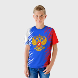 Детская футболка 3D Триколор штрихи с гербор - фото 2