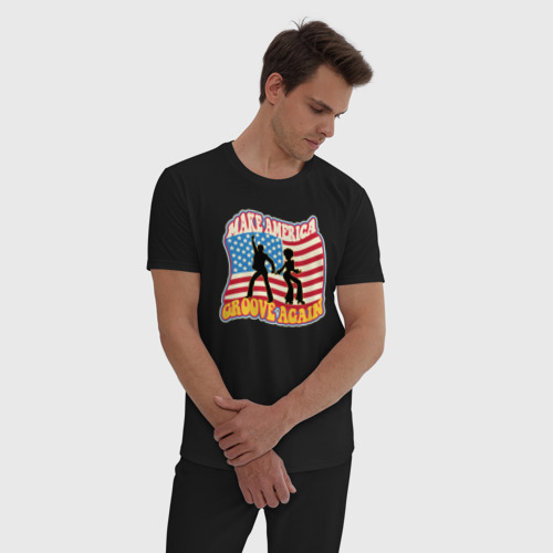 Мужская пижама хлопок Groove America, цвет черный - фото 3