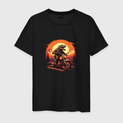 Мужская футболка хлопок Тираннозавр на мотоцикле
