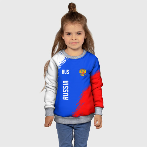 Детский свитшот 3D с принтом Триколор и герб России, фото #4