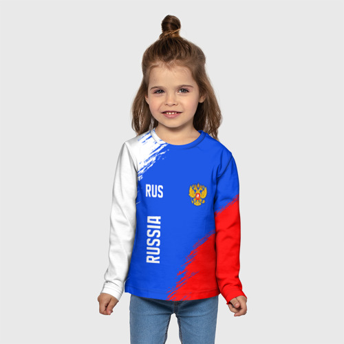 Детский лонгслив 3D Триколор и герб России, цвет 3D печать - фото 5