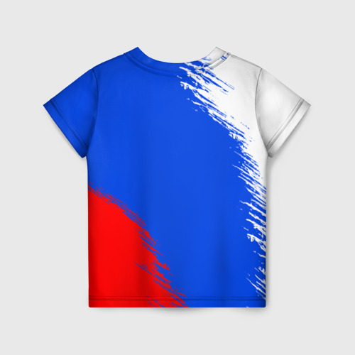 Детская футболка 3D с принтом Триколор и герб России, вид сзади #1