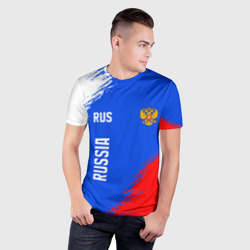 Мужская футболка 3D Slim Триколор и герб России - фото 2