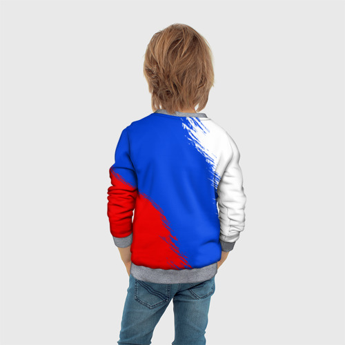 Детский свитшот 3D с принтом Триколор и герб России, вид сзади #2