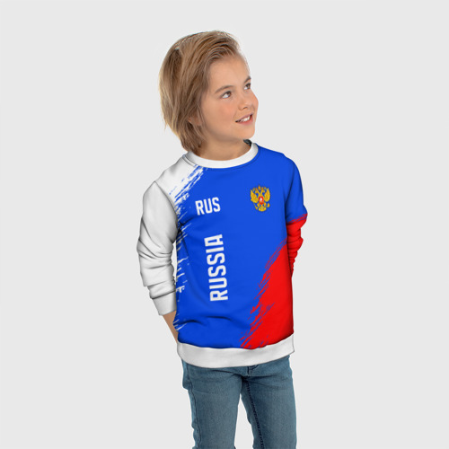 Детский свитшот 3D Триколор и герб России, цвет 3D печать - фото 5