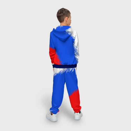 Детский 3D костюм с принтом Триколор и герб России, вид сзади #2